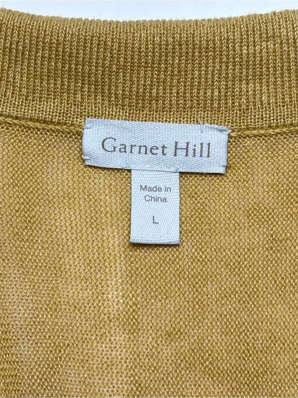 Garnet Hill Arden Oversized Linen Polo Sweater Golden Yellow 3/4 Sleeve L - Picture 6 of 8